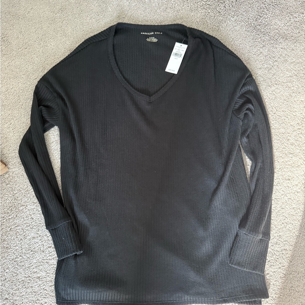 American Eagle Outfitters Black V-Neck Sweater